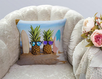 TSSOHU Yellow Pineapple with Glasses on The Sandbeach Throw Pillow Case Cushion Cover Couch Sofa