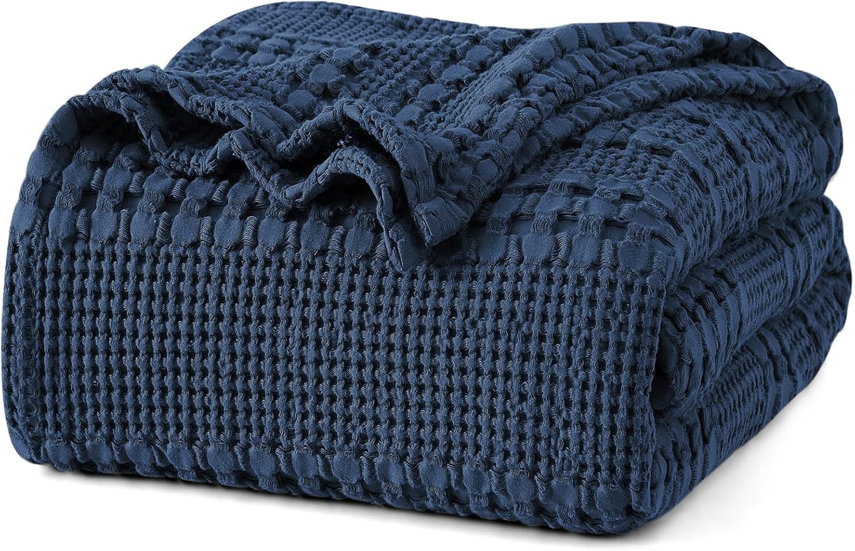 PHF 100% Cotton Waffle Weave Blanket Twin Size, Soft Lightweight Breathable Cozy Summer Blankets