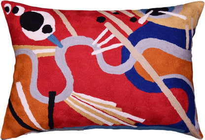 Lumbar Kandinsky Red Modern Throw Pillow Cover in Flow | Red Abstract Pillowcase | Modern Couch