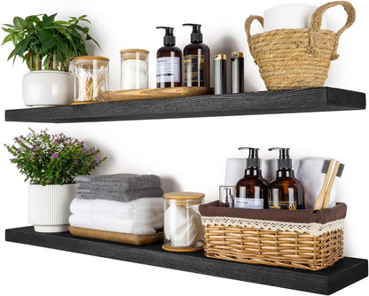 BGMG Wood Floating Shelves 36 inch Long,Wide Rustic Wooden Wall Shelves for Bathroom Living Room