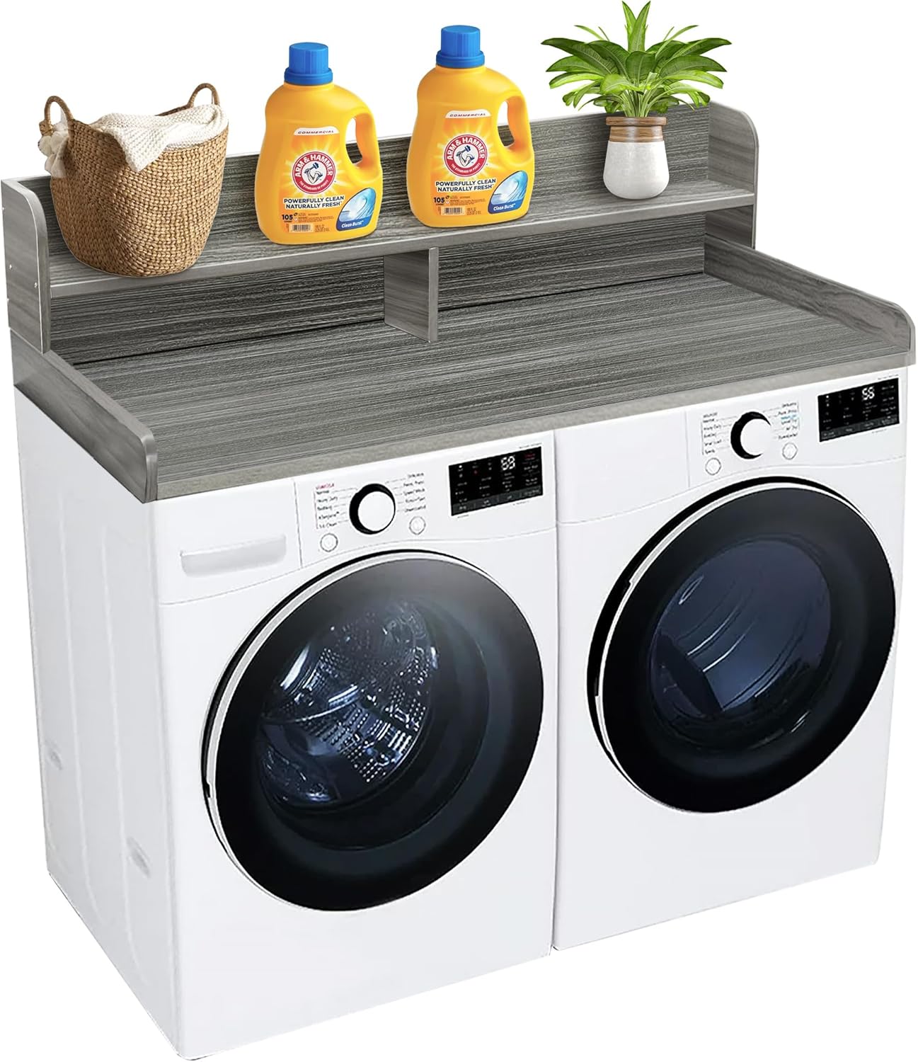 Royxen Laundry Countertop with 2-tier Shelf Universal Fit, Washer and Dryer Countertop with Storage