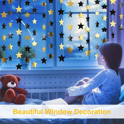 Patelai Glitter Star Garland Banner Decor 130 Feet Star Hanging Bunting Banner Twinkle Backdrop for