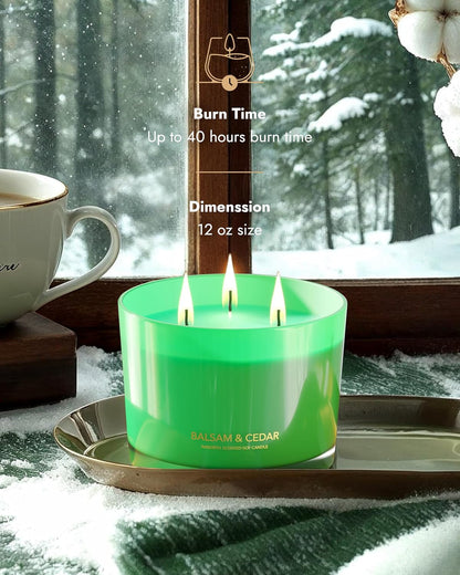 96NORTH Luxury Candle Balsam & Cedar Scented | Large 3-Wick Jar Candle | Up to 40 Hours Burning