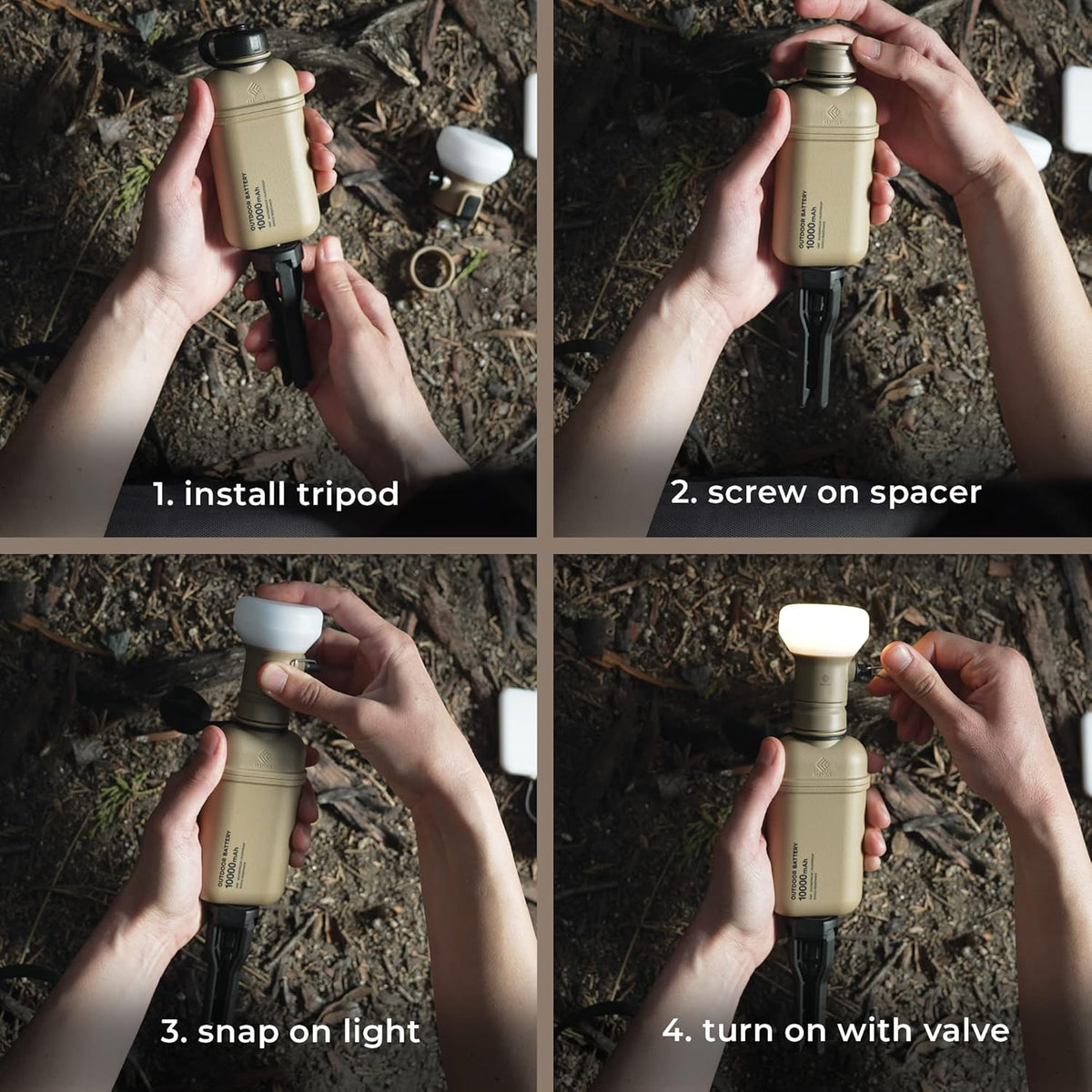 ELECOM NESTOUT Outdoor Camping LED Lantern w/ Mini Tripod, Dimmable USB Powered Soft LED Light