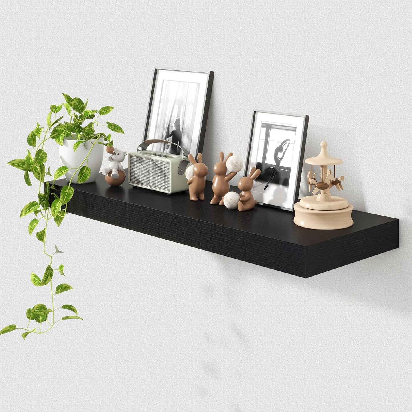 Deep Floating Shelves for Wall | 36 Inch Wide x 12 Inch Deep Black Floating Shelves | 36W x 12D