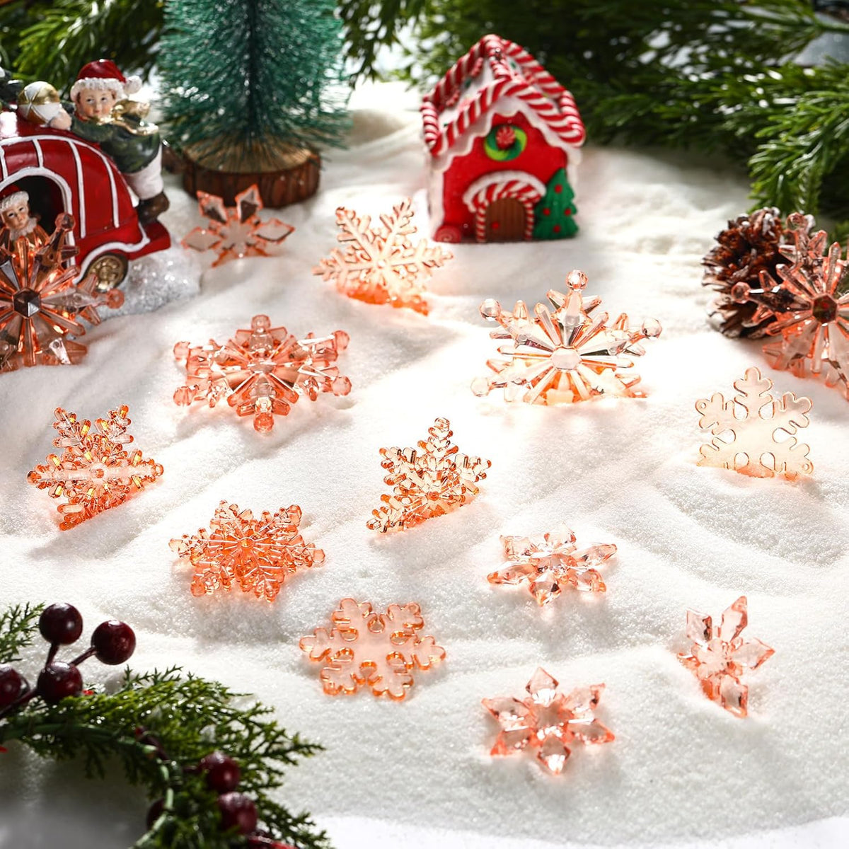 Dilunave 40 Pieces Christmas Snowflake Ornaments Acrylic Christmas Tree Decorations Crystal