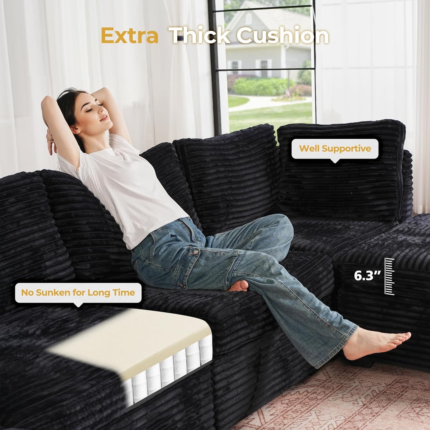 HOOOWOOO Modular Sectional Sofa,6 Pieces Sectional Couches for Living Room,98X98 L Shaped Cloud