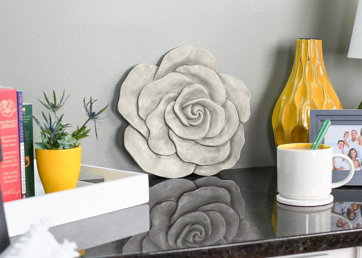 NAT & Jules Rose Flower Shaped Dimensional Indoor Outdoor 12 inch Cast Resin Decorative Garden