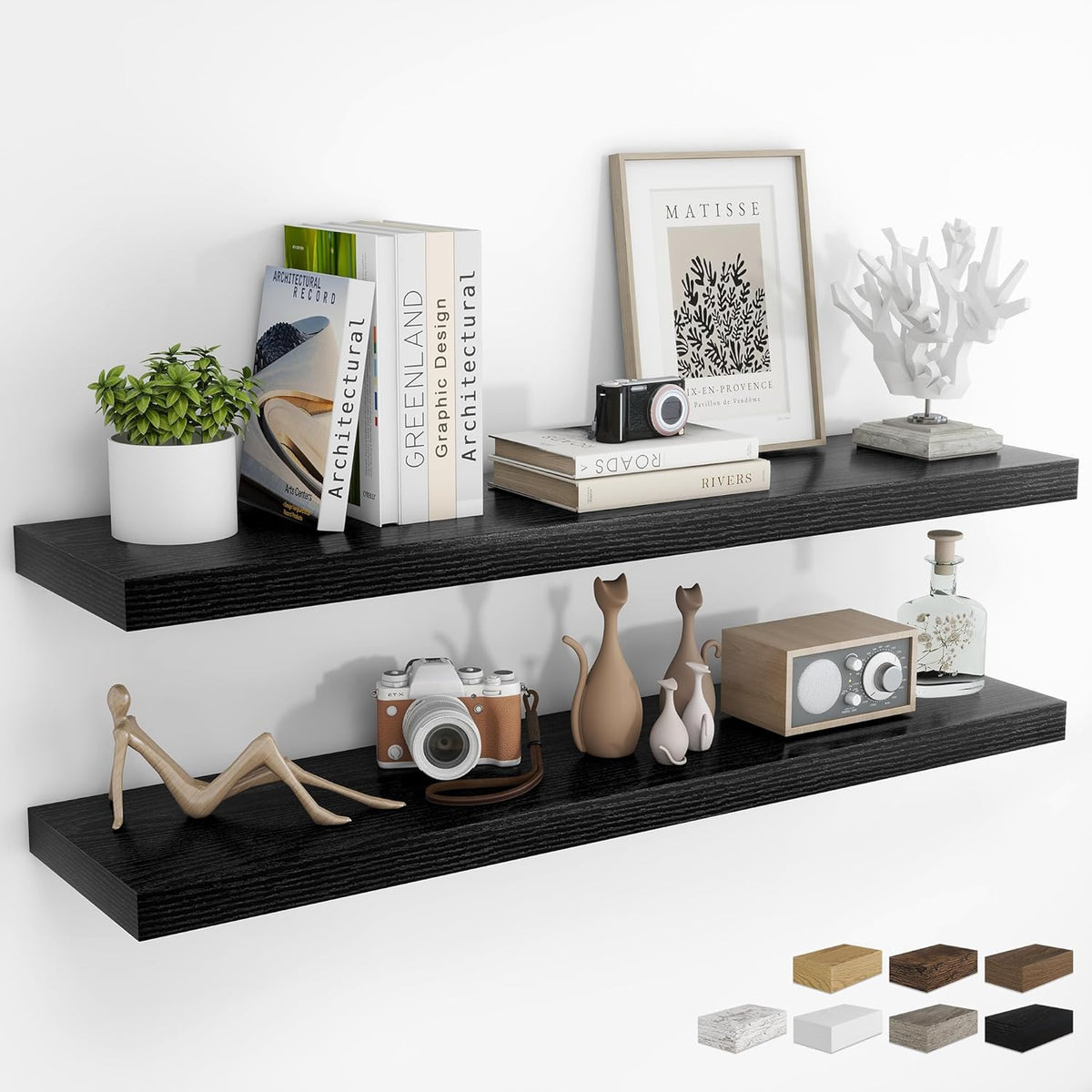 RICHFOCUS 48Inch Floating Shelves for Wall 2 Pack Shelves for Bedroom|Kitchen|Bathroom Wall Mounted