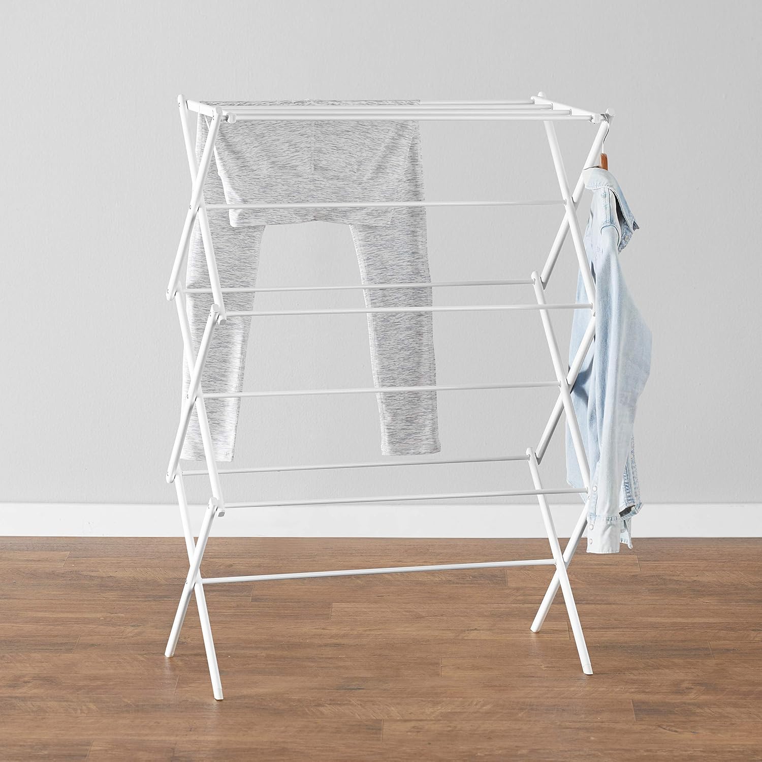Amazon Basics Foldable Portable Laundry Rack for Air Drying Clothing, Indoor Outdoor Use - 14.5" D