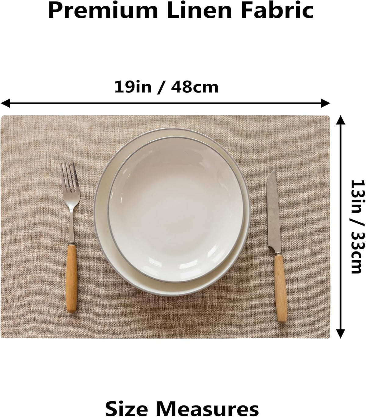 Demetex Linen Placemats Set of 4 Heat Resistant Wipeable Cloth Table Place Mats for Dining Table