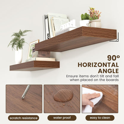 Deep Floating Shelves for Wall | 36 Inch Wide x 12 Inch Deep Floating Shelves | 36W x 12D Rustic