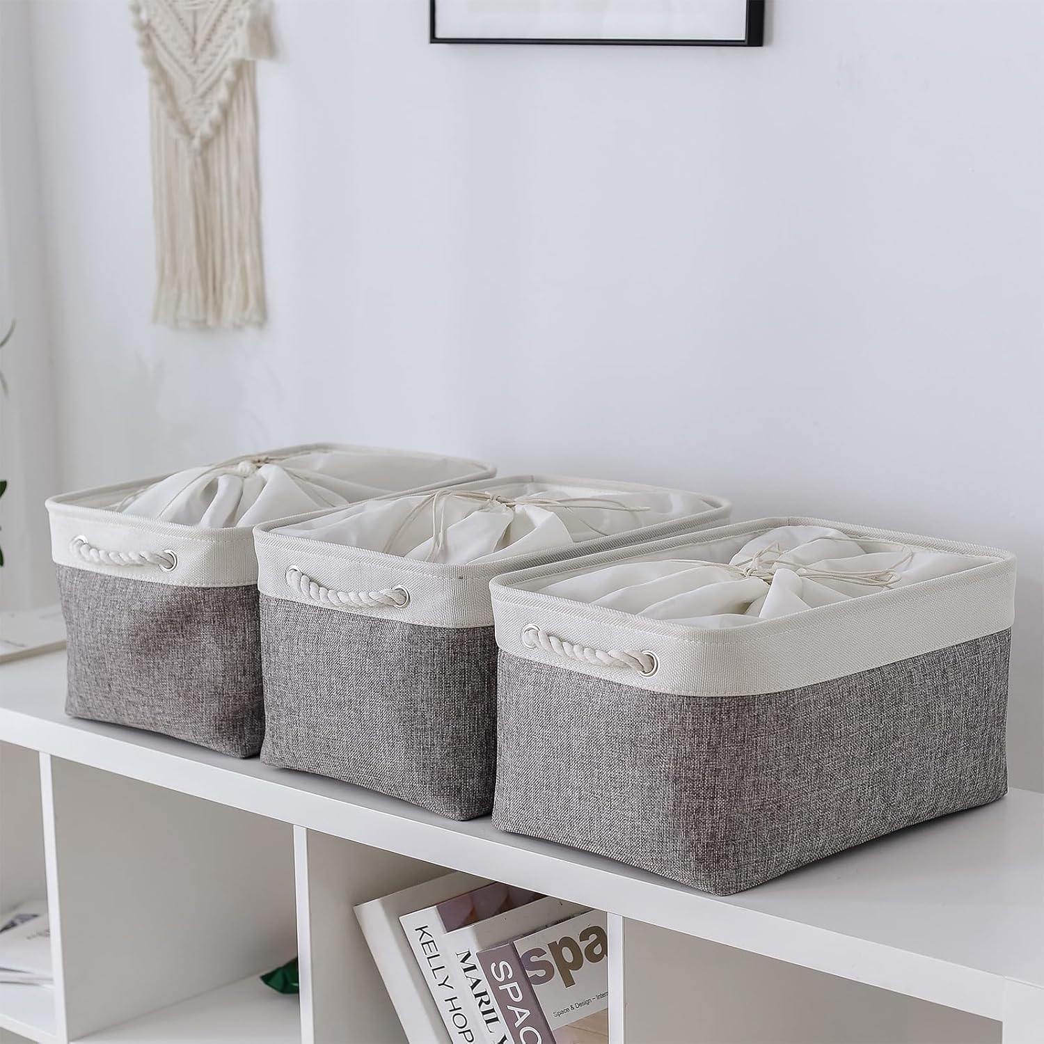 TheWarmHome Storage Baskets for Organizing, X Large - 3 Pack 17.7L×13.8W×9.8H in Foldable Storage