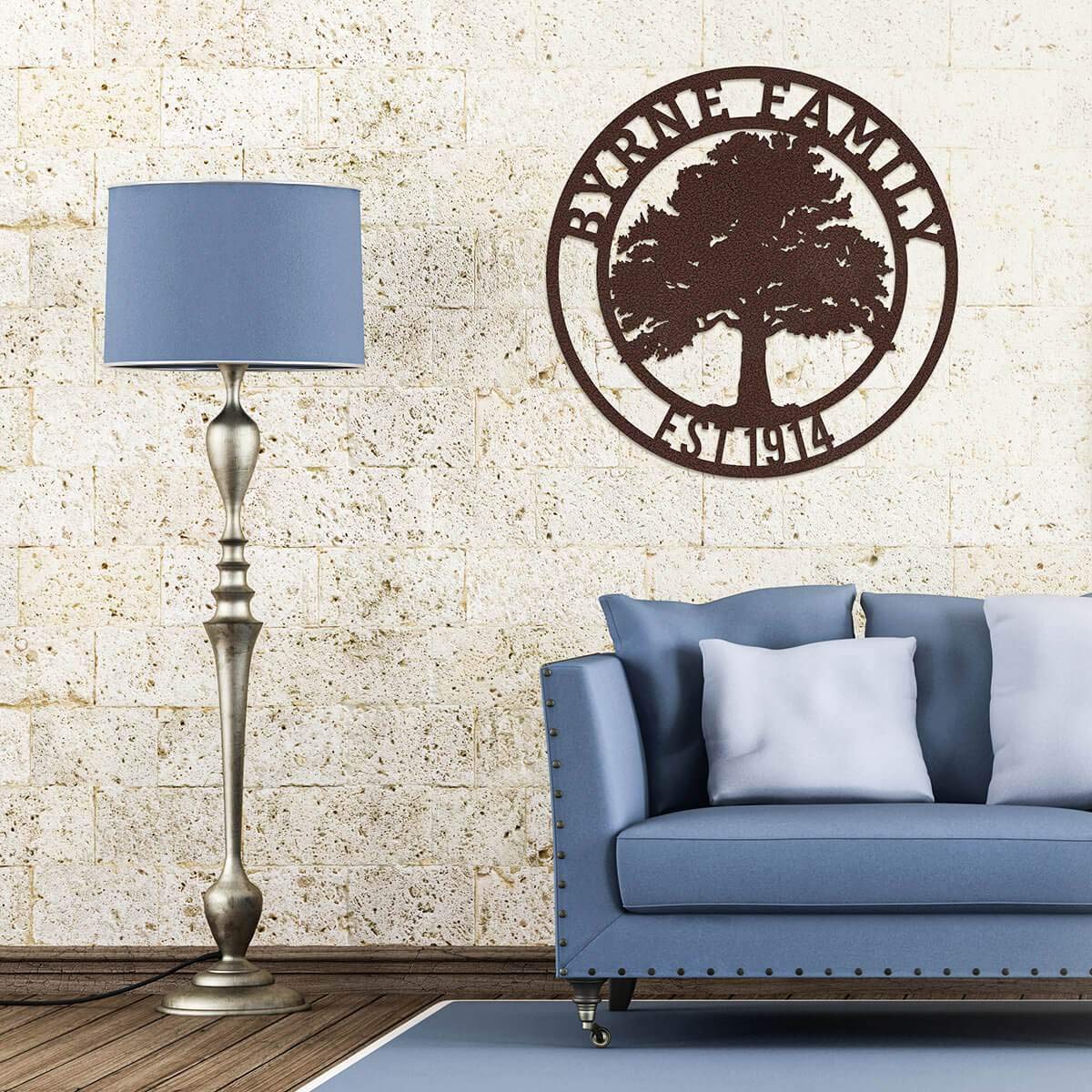 RealSteel, Tree of Life, Oak Tree Family Monogram, Custom Metal Signs, Personalized Wall Art, Split