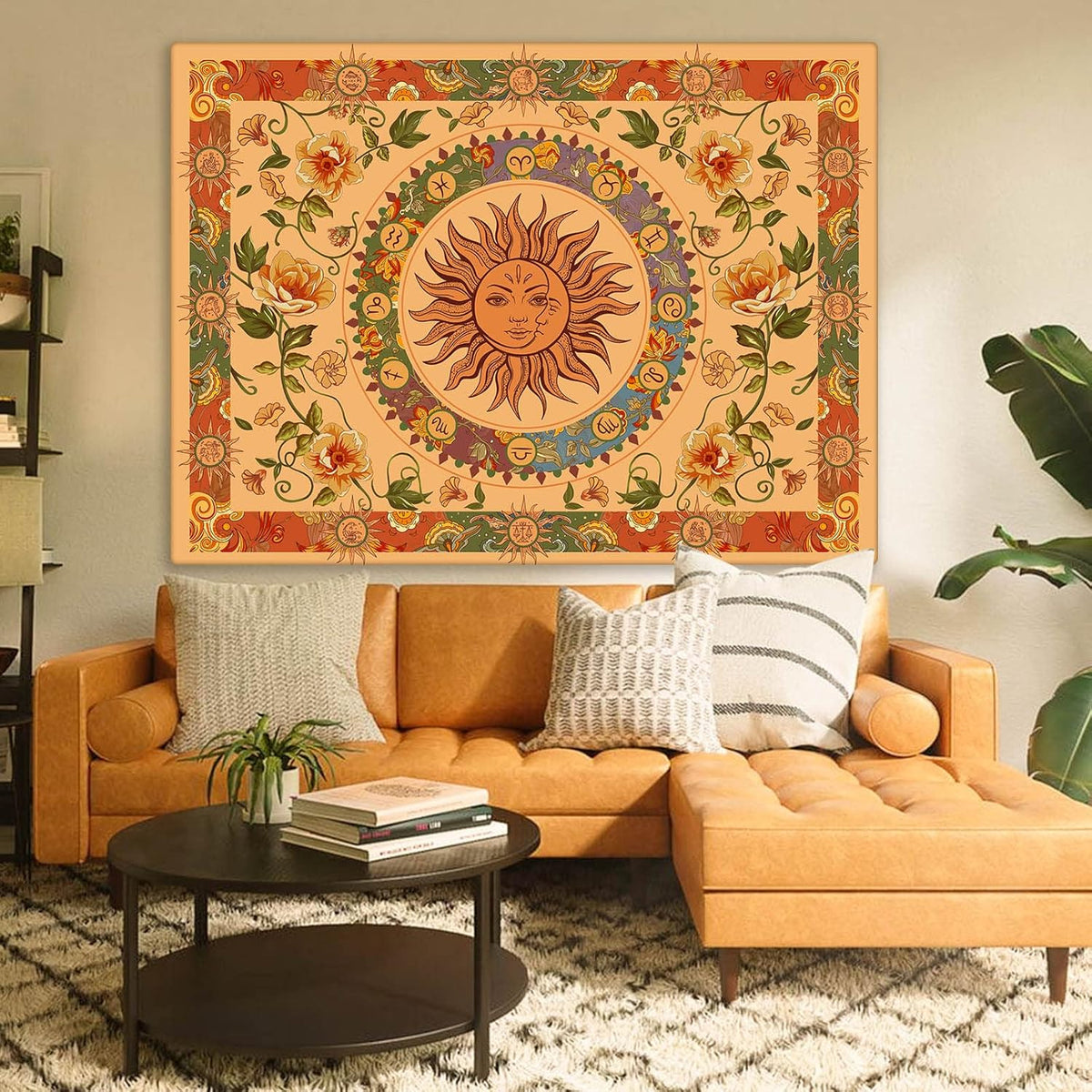 Aipon Vintage Sun Tapestry for Classroom Rainbow Boho 70s Sunshine Sunset Tapestries Wall Hanging