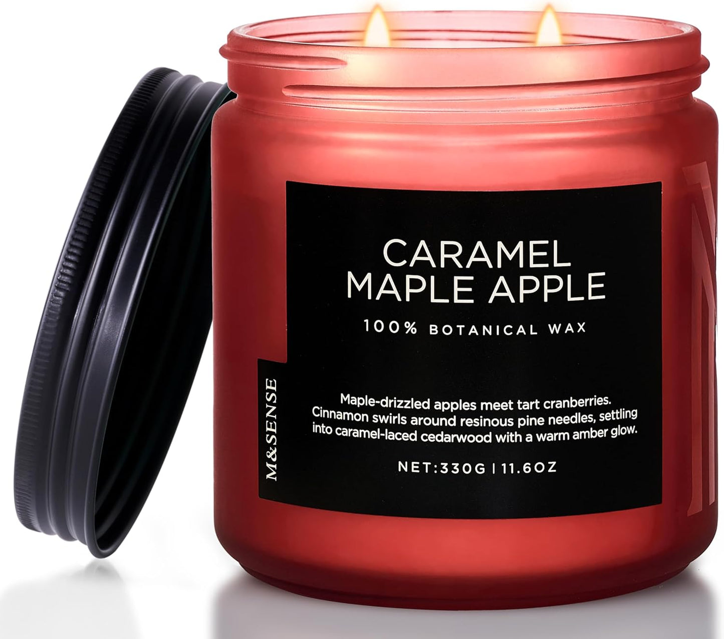 M&SENSE Caramel Apple Pie Candles for Home Scented, Natural Soy Wax 11.6oz Long Lasting 70 Hours