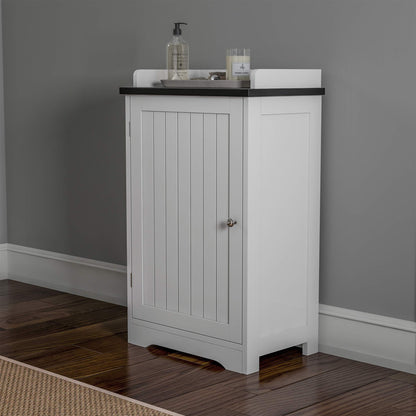 Lavish Home 2-Tier Bathroom Floor Storage Cabinet – 29” Tall Free Standing White Cupboard with