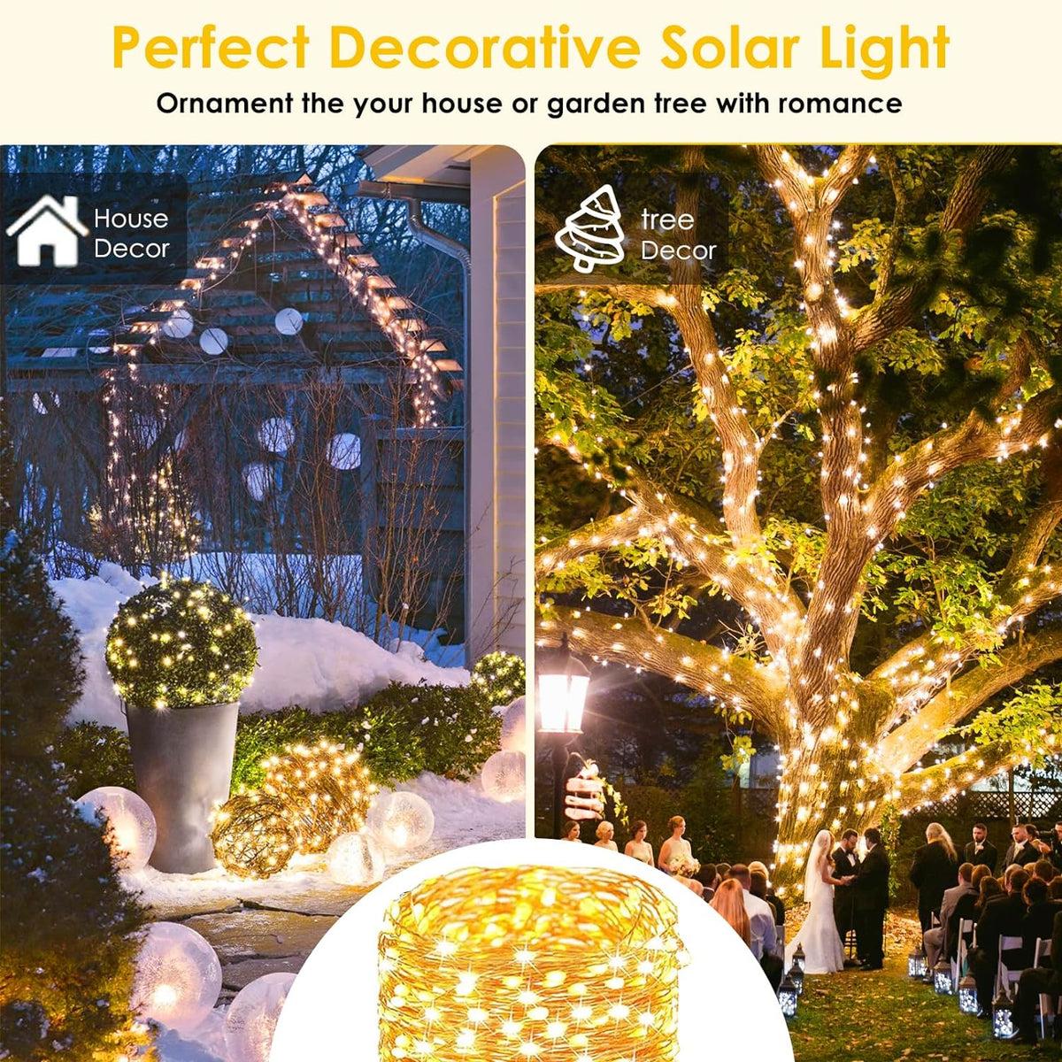 Extra-Long 144FT Solar String Lights for Outside, 2 Pack 400LED Solar Fairy Lights Outdoor