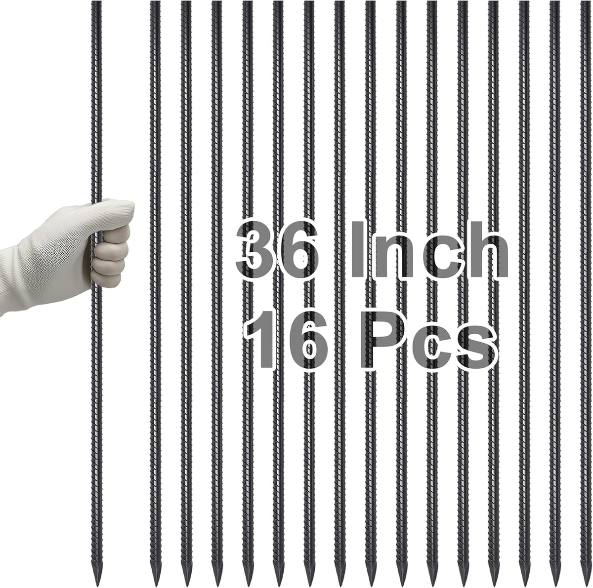 VVOKGO Rebar Stakes 36 Inch 16-Pack Concrete Form Stakes Heavy Duty Straight Ground Anchors, 3/8"