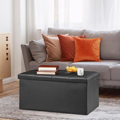 SUPER DEAL 30 inches Folding Ottoman with Storage, Bedroom Footrest Bench, Rectangle Sotrage Chest