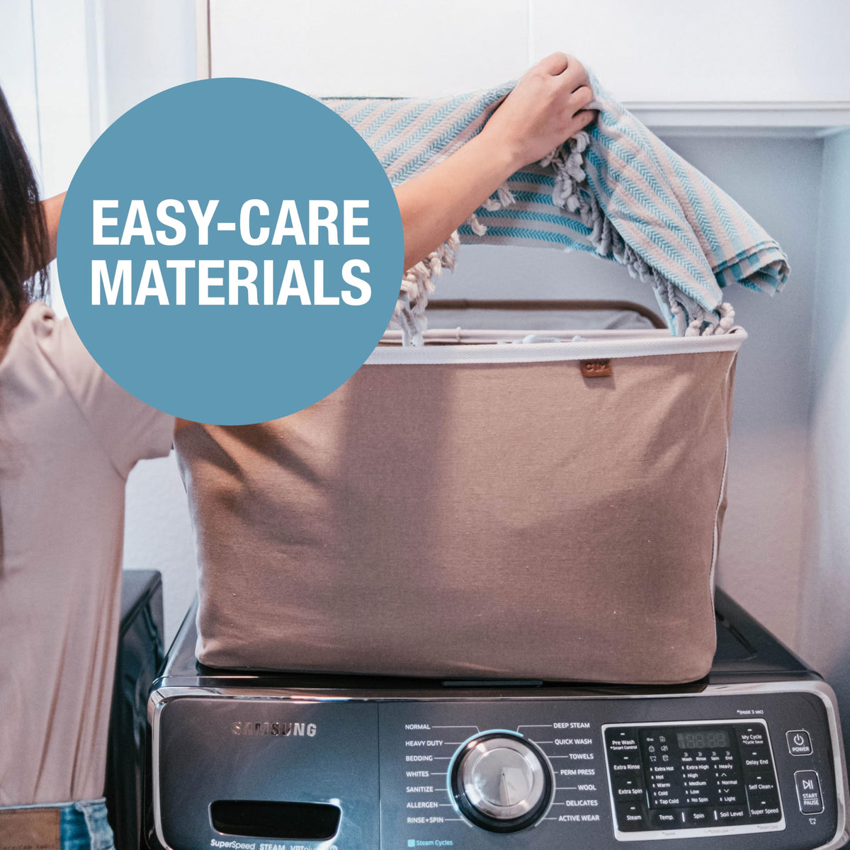 CleverMade Collapsible Laundry Basket LUXE, 60L Pop-Up Hamper, 2 Pack, Navy