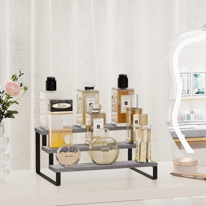 YINMIT Wooden Display Riser Stand, Tiered Perfume and Cologne Organizer Stand, 3 Tier Spice Rack