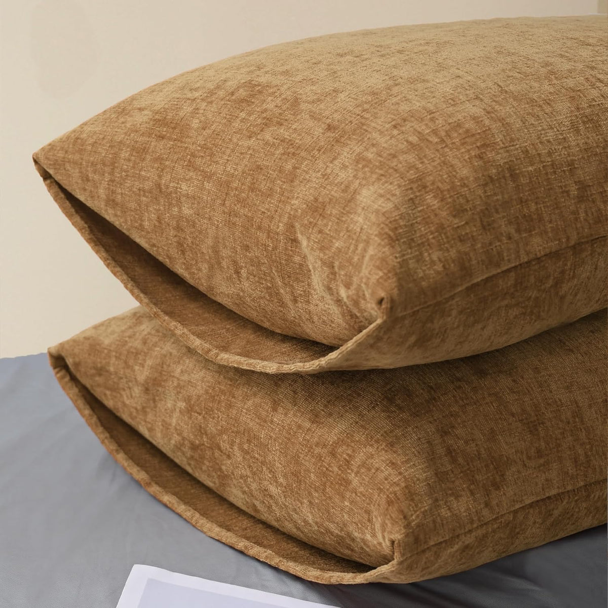 CaliTime Throw Pillow Covers Decorative 20 X 26 Inches Pack of 2 Cozy Chenille Standard Pillow