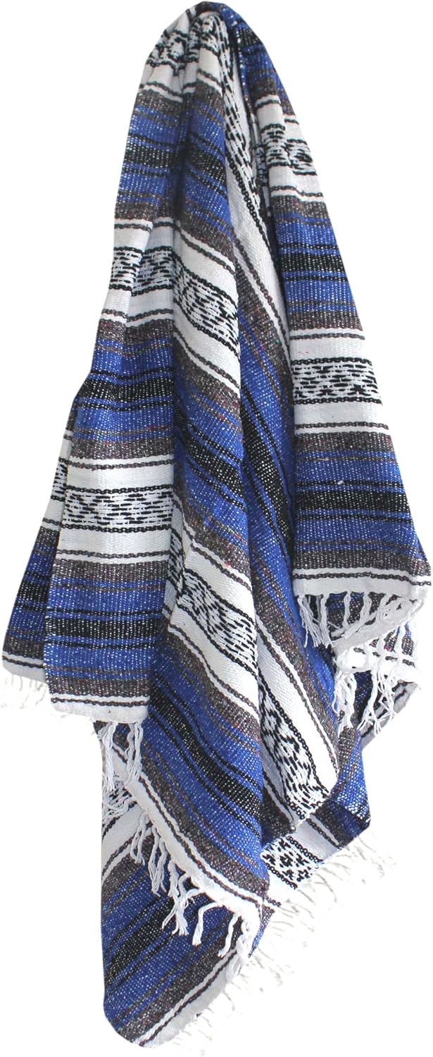 Del Mex Classic Mexican Blanket, Large Authentic Woven Falsa Throw (70"x50"), Artisan Southwest