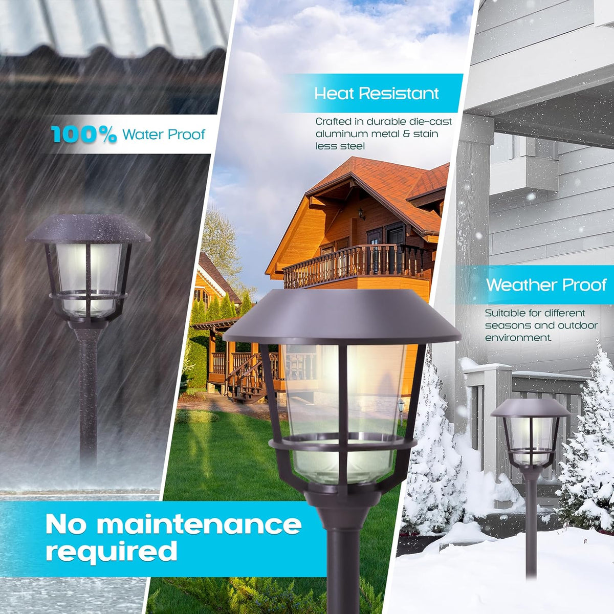 Solar LED Path Lights 4 Pack – 12 Lumens, Warm White, Oil-Rubbed Bronze, Solar Powered, Stainless