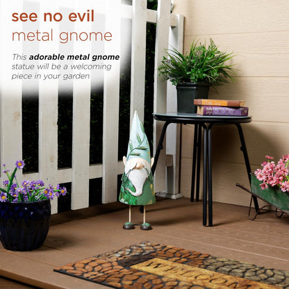 Alpine Corporation MCC798HH See No Evil Metal Gnome Decor, Whimsical Playful Décor for Patio &