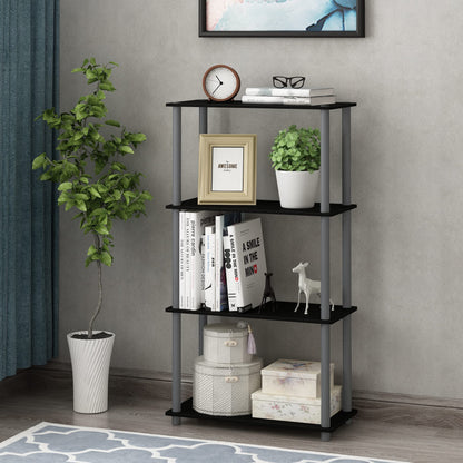 Furinno Turn-N-Tube Storage Shelves, 4-Tier Book Shelf, Corner Shelf, Toolless Open Shelves, for