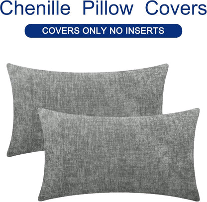 CaliTime Throw Pillow Covers Decorative 16 X 26 Inches Pack of 2 Cozy Chenille Cushion Cases for