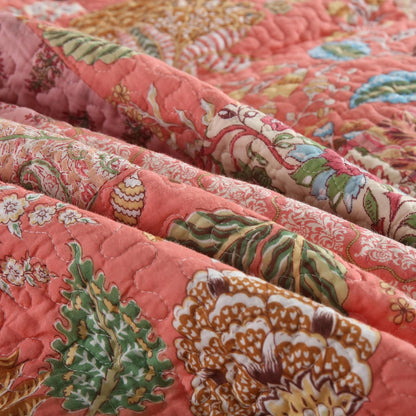 NEWLAKE Cotton Patchwork Bedspread, 3-Piece Bedding Quilt Set with Real Stitched Embroidery