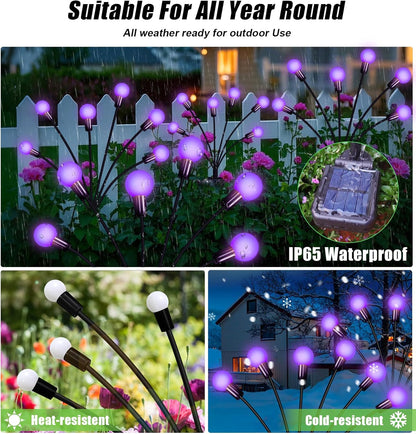 Solar Garden Lights Outdoor, Waterproof Solar Powered Lights for Yard Pathway Patio, Swaying Lawn
