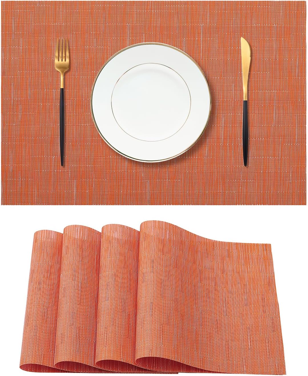 Leetaltree Orange Placemats Set of 4 - Heat Resistant Non-Slip Place mats for Dining Table