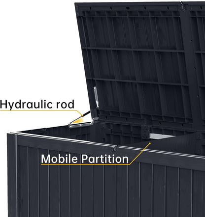 DRATO 180 Gallon Deck Box, Waterproof Resin Large Outdoor Storgae Box for Patio Furniture, Patio