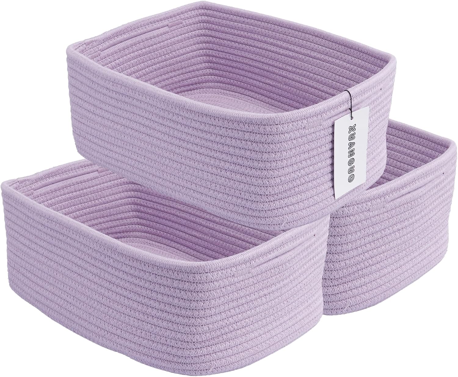 Small Woven Storage Baskets 13“X9”X5“ Decorative Rope Bins for Organizing Shelves, Closets, and