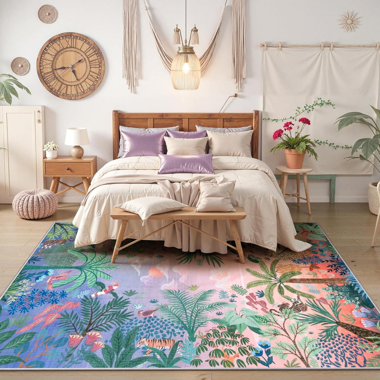 LIVEBOX Machine Washable Area Rugs 8x10 Lavender Girls Bedroom Rug, Soft Ultra-Thin Nursery Girl