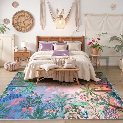 LIVEBOX Machine Washable Area Rugs 8x10 Lavender Girls Bedroom Rug, Soft Ultra-Thin Nursery Girl