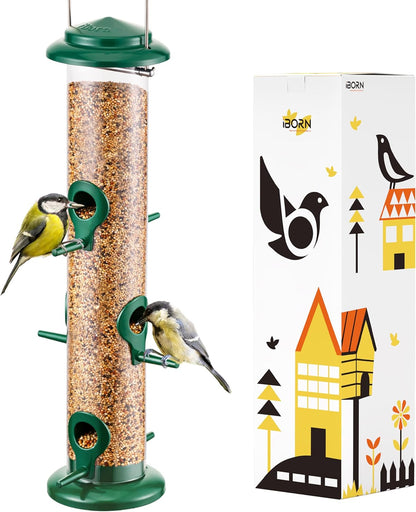 iBorn Metal Bird Feeders 6 Ports Hanging Wild Bird Seed Feeder for Mix Seed Blends, Niger Seed