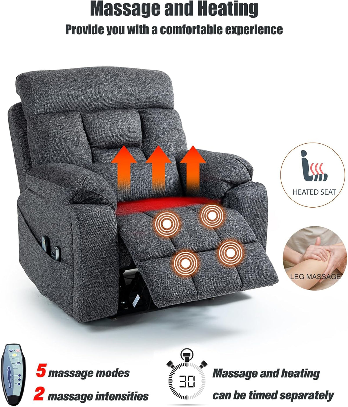 Lazy Boy Recliner Chair, 4 Motor Recliner with Power Headrest and Lumbar, Nursing Lift Chair with