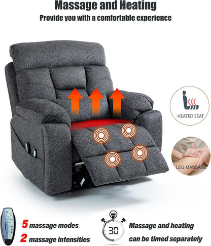 Lazy Boy Recliner Chair, 4 Motor Recliner with Power Headrest and Lumbar, Nursing Lift Chair with