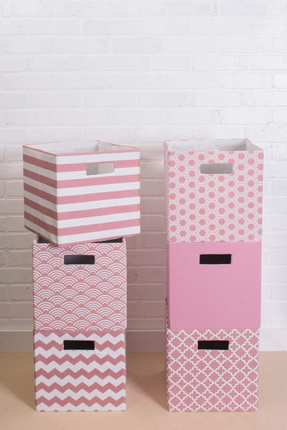 DII Fabric Storage Cube Organizer Bin 13x13x13 Foldable, Rose