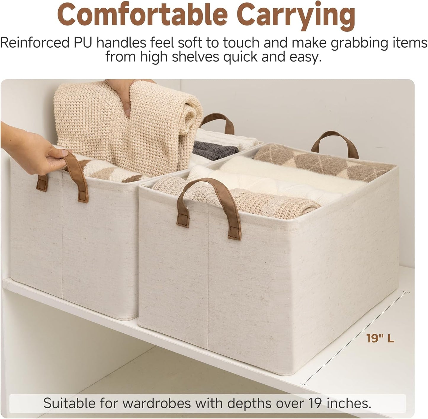 StorageWorks Storage Bins, Shelves Baskets for Organizing, 45L Extra Large Fabric Closet Organizers