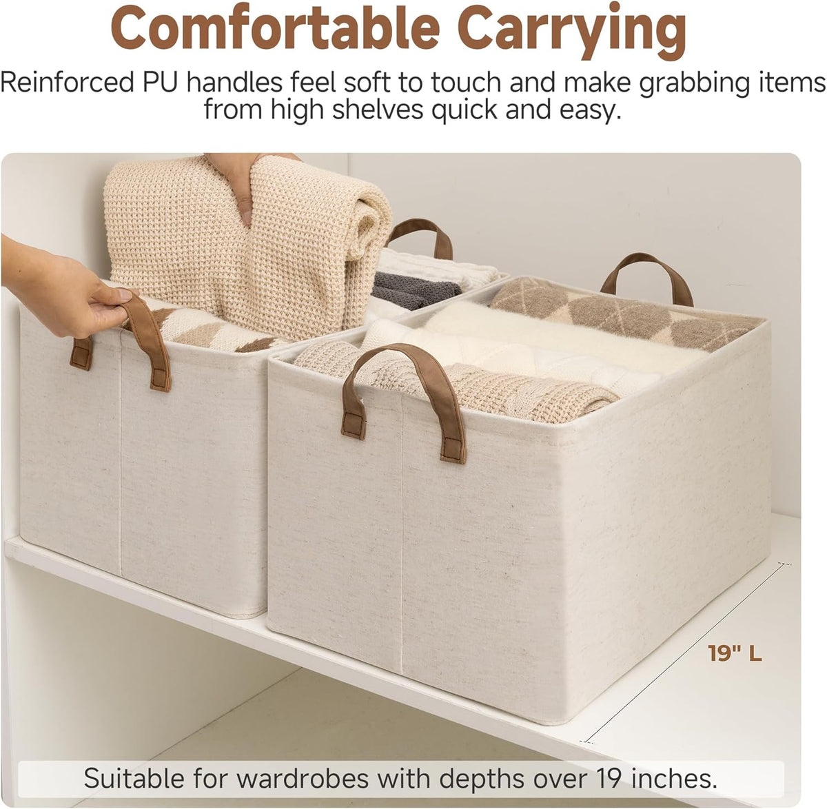 StorageWorks Storage Bins, Shelves Baskets for Organizing, 45L Extra Large Fabric Closet Organizers
