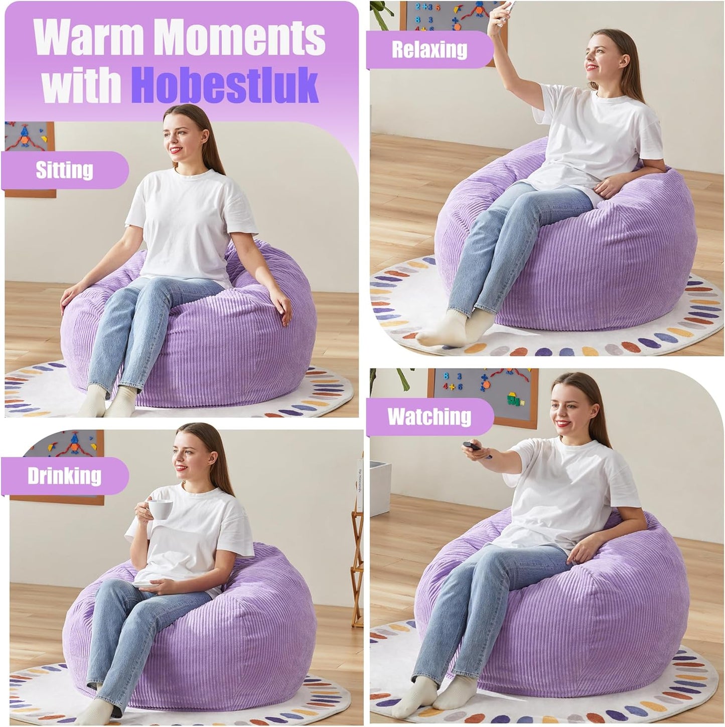 Hobestluk 3.5FT Bean Bag Chair Adult Bean Bag Chair Large Bean Bag Chair with Filler Included