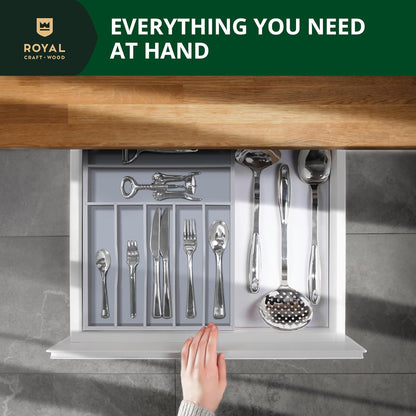 ROYAL CRAFT WOOD Luxury Bamboo Kitchen Drawer Organizer - Silverware Organizer - Utensil Holder and