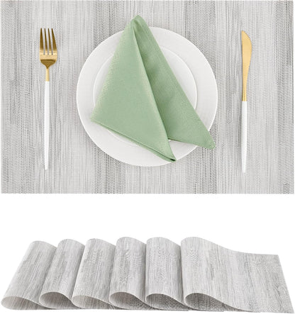 Leetaltree Lightsteel Black Placemats Set of 6 - Heat Resistant Non-Slip Place mats for Dining