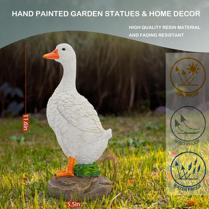 Elenon Goose Statue Garden Decorative, 11 inch High Adorable Flower Bed Outdoor Decor, Yard Patio