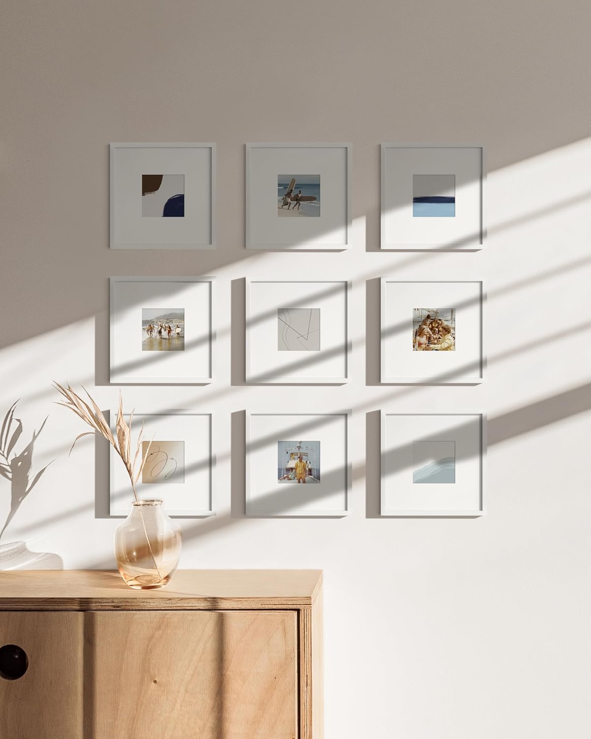 HAUS AND HUES 8x8 White Metal Picture Frames Matted to 4x4 - Features Premium Aluminum & Hanging
